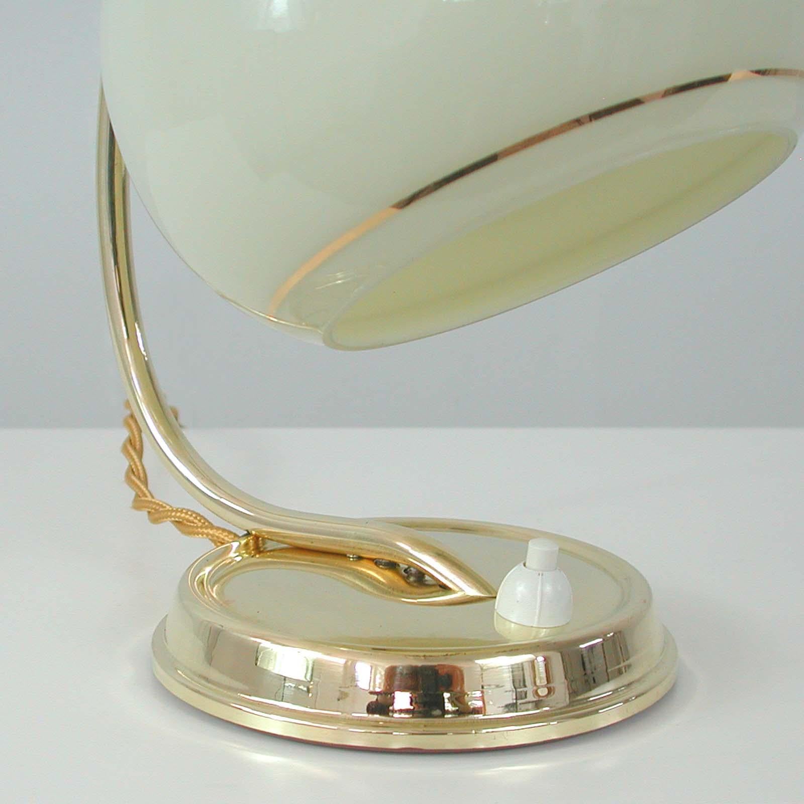 German Art Deco Brass & Opaline Table Lamp, 1930s 10