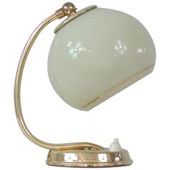 Vintage German Art Deco Brass & Opaline Table Lamp, 1930s
