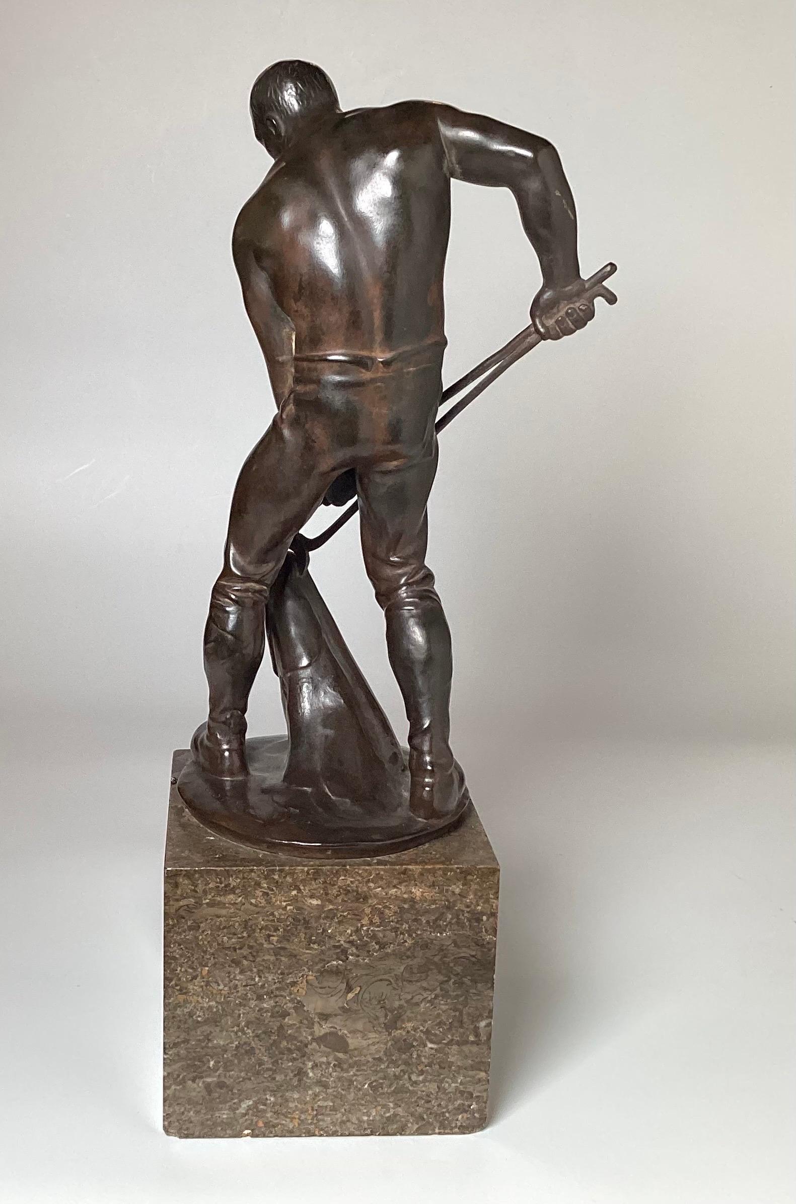 German Art Deco Bronze of a Leather Tanner In Good Condition In Lambertville, NJ