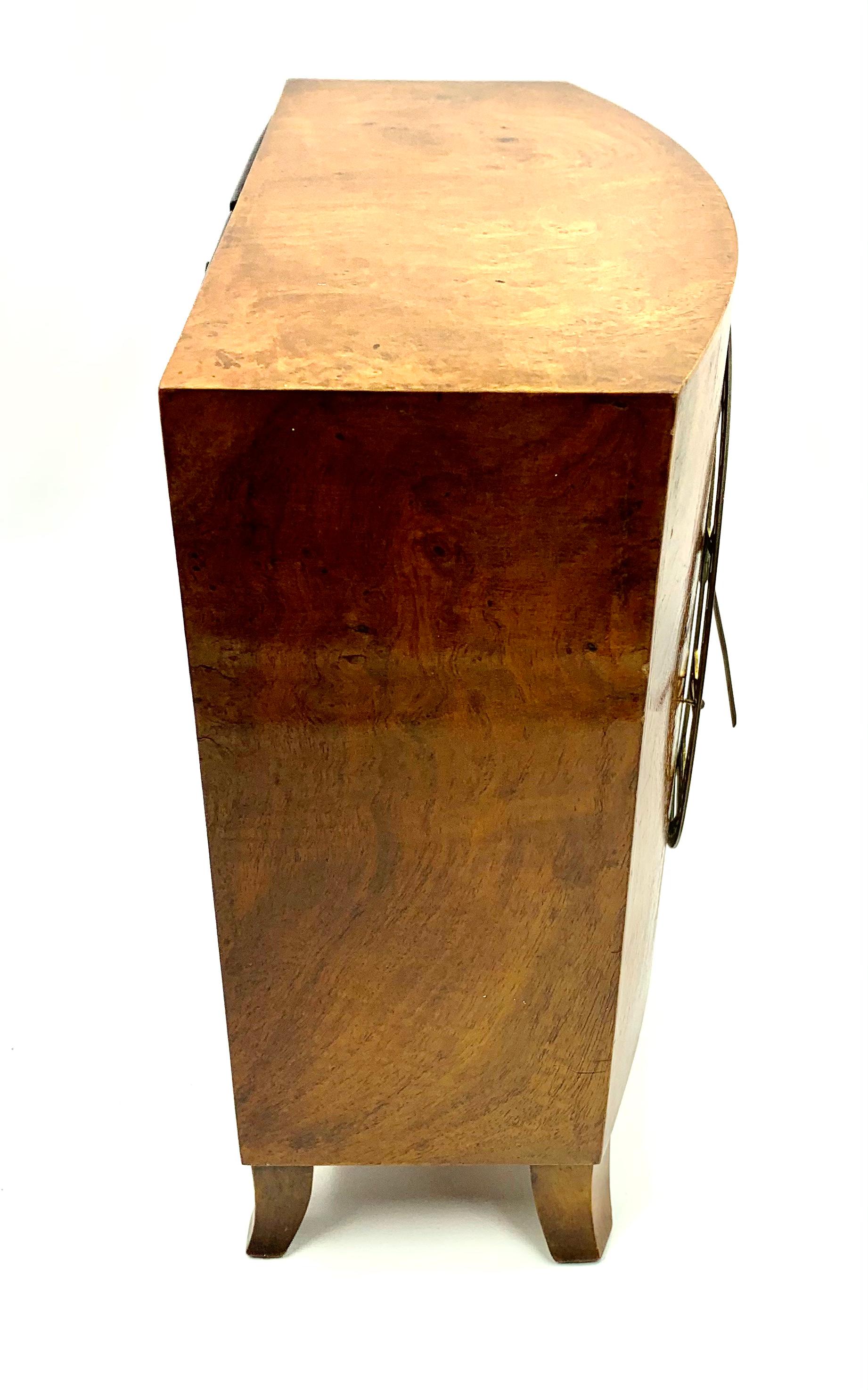 German Art Deco Burl Walnut Lenzkirch AUG 2 Million Clock, 1930's In Good Condition For Sale In New York, NY