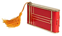 Deutsche Art Deco Chrom & Rote Emaille Geometrische Kamera Kompakt/Zigarettenetui