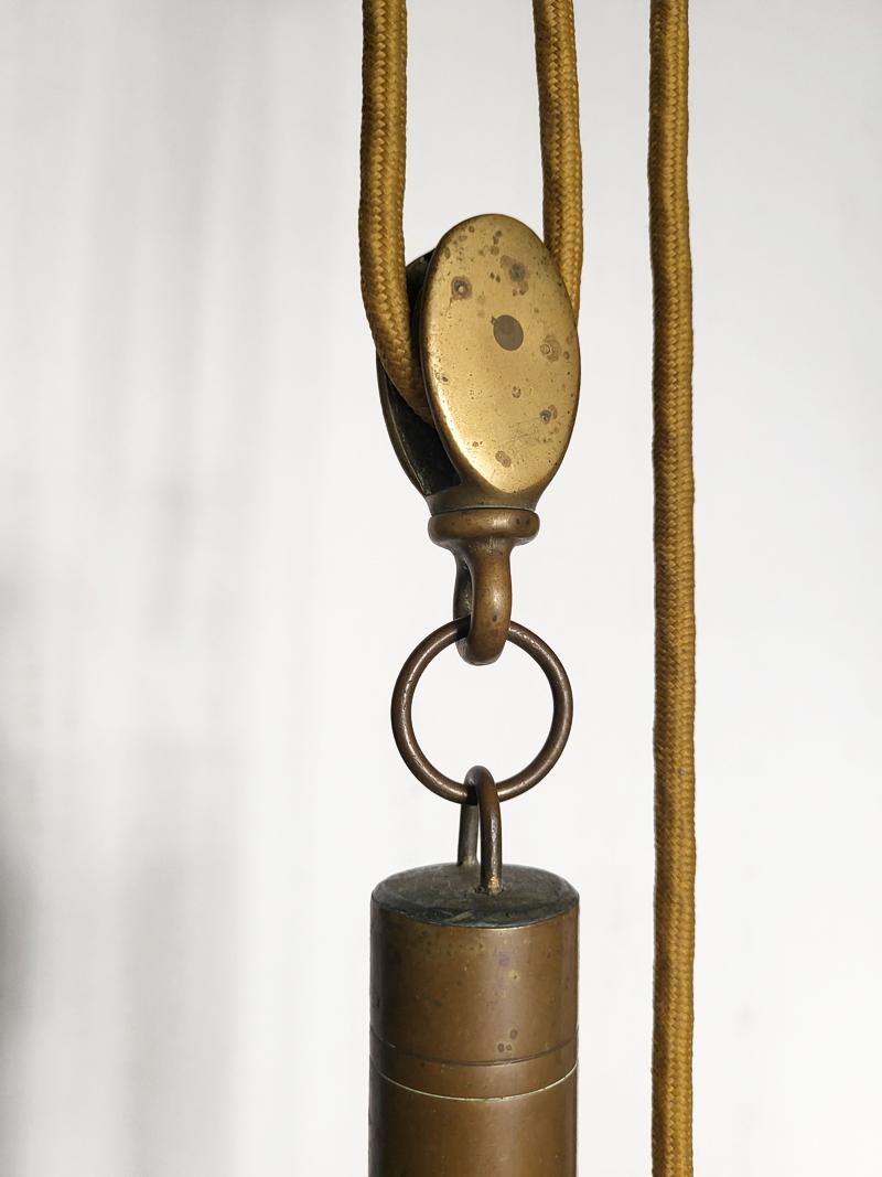 Brass German Art Deco Counterweight Pendant Light 1920s For Sale