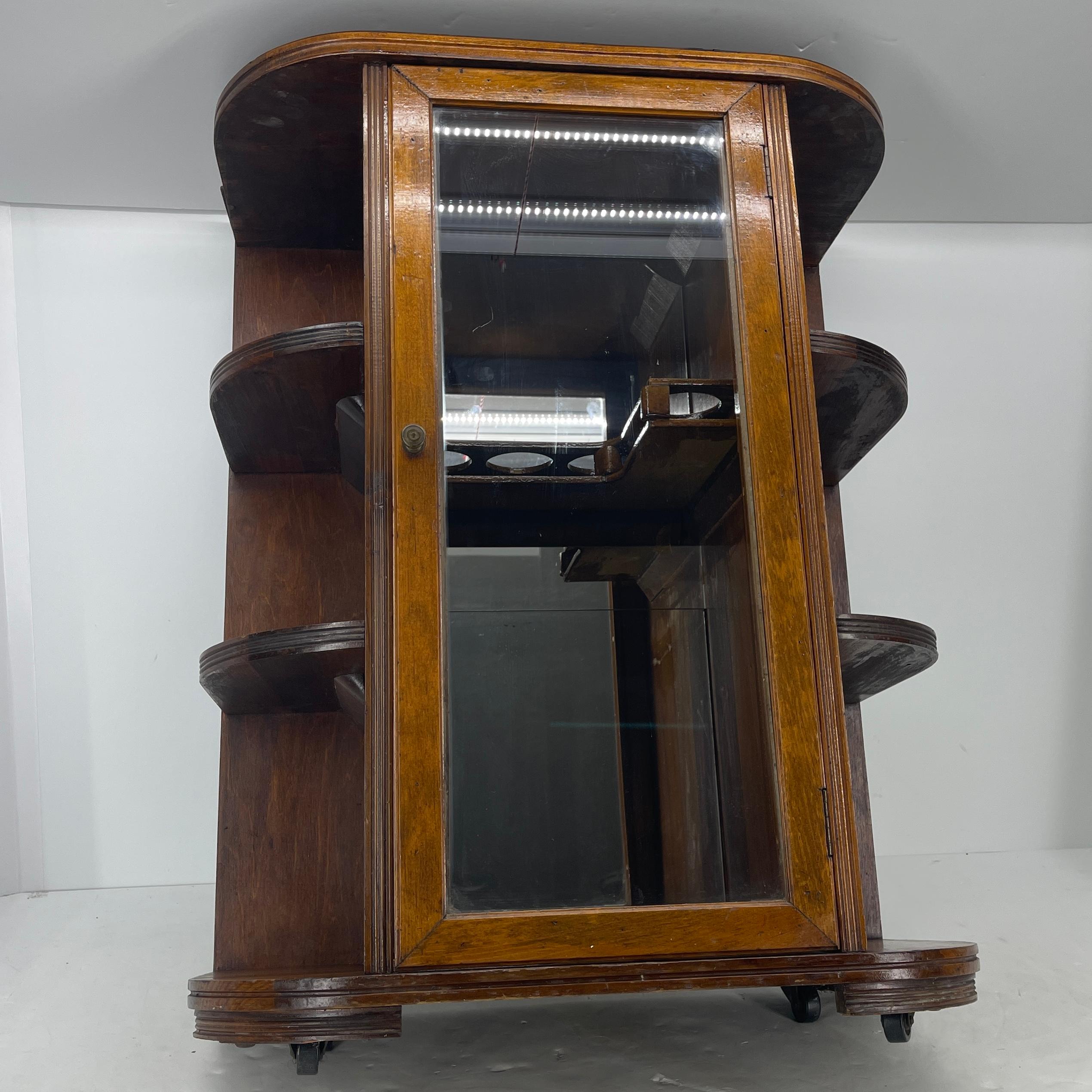 German Art Deco Dry Bar Cabinet on Caster Wheels 8