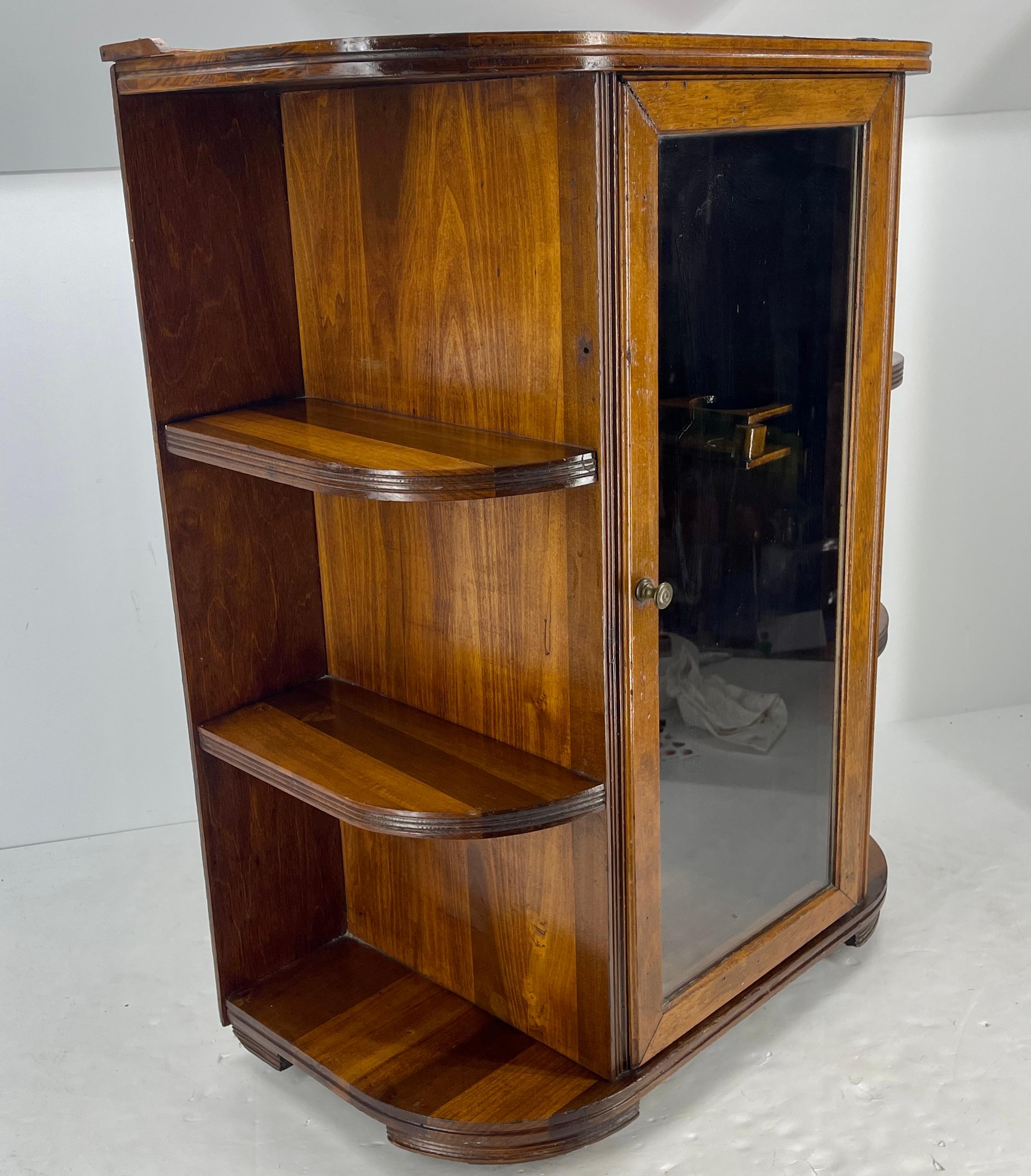 Hand-Crafted German Art Deco Dry Bar Cabinet on Caster Wheels