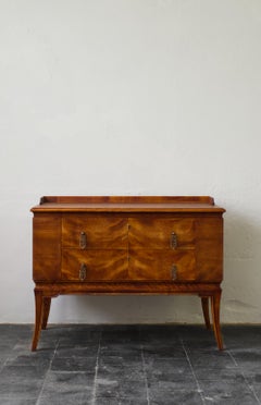 German Art Deco Flame Birch Chest of Drawers, c. 1927