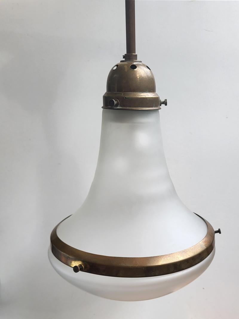 German Art Deco Glass and Brass Ceiling pendant Light 1900 In Good Condition For Sale In Berlin, DE
