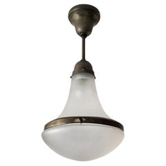 German Art Deco Glass and Brass Ceiling pendant Light 1900