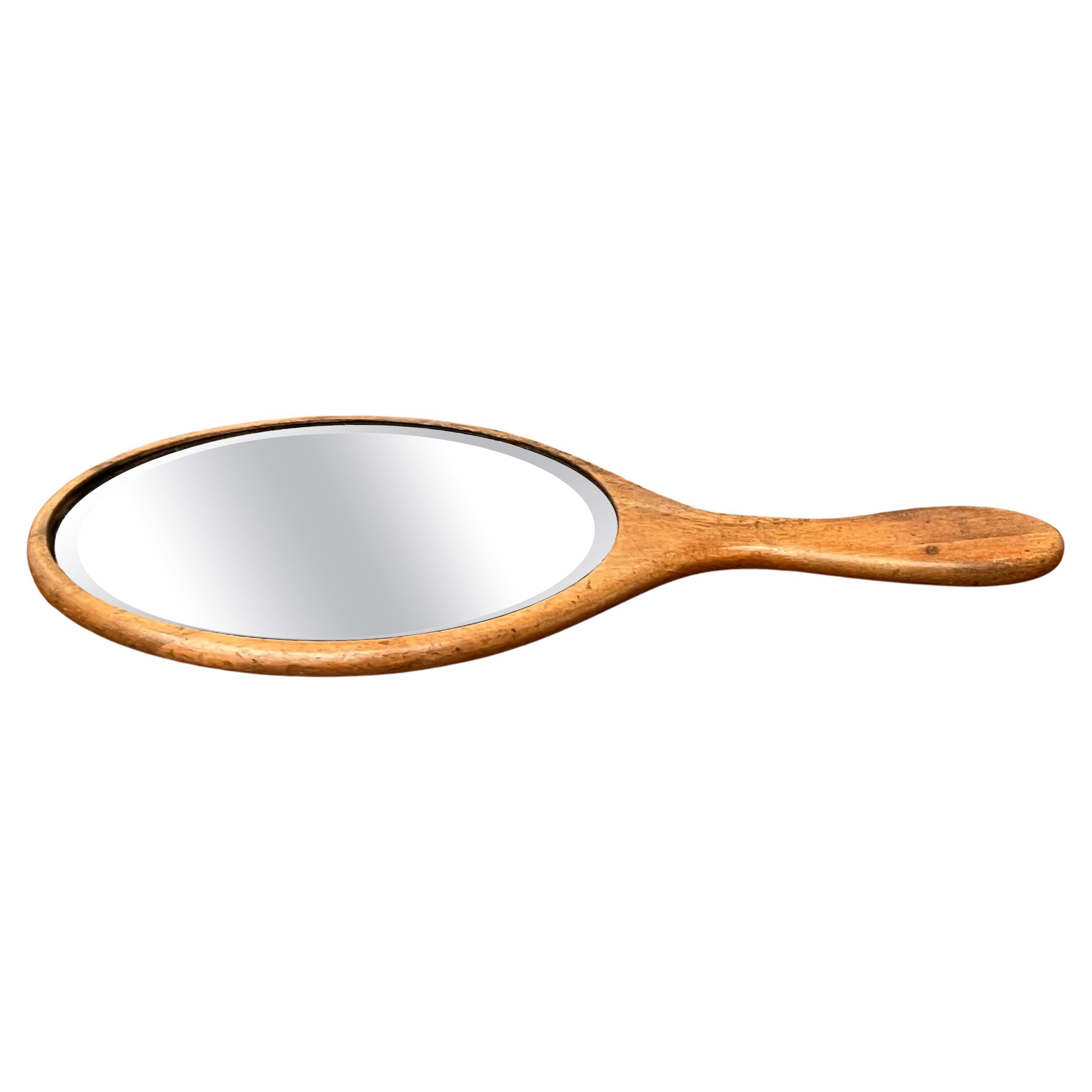 German Art Deco Handheld Mirror in Wood, 1920s