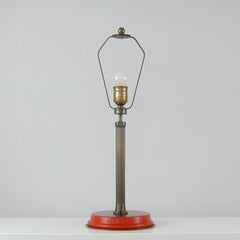 German Art Deco Height Adjustable Bronzed Brass and Bakelite Table Lamp, 1930s