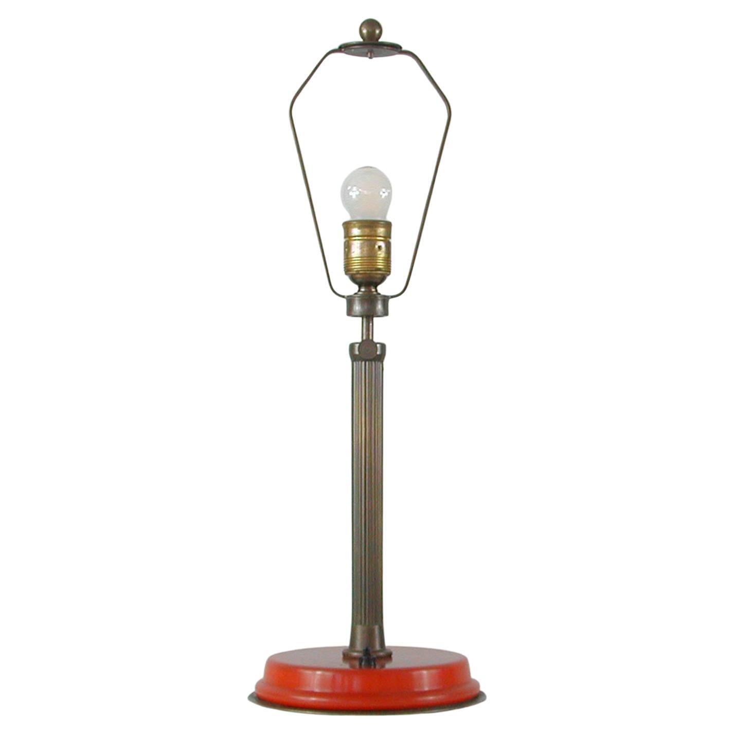 German Art Deco Height Adjustable Bronzed Brass and Bakelite Table Lamp, 1930s For Sale