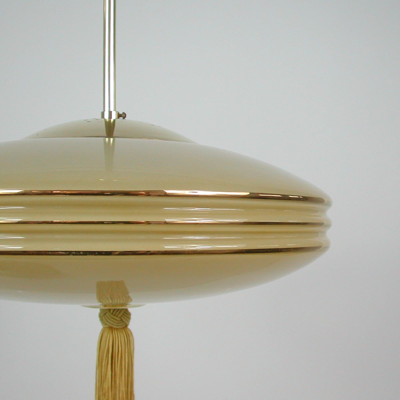 German Art Deco Ivory Glas Pendant, 1930s 8