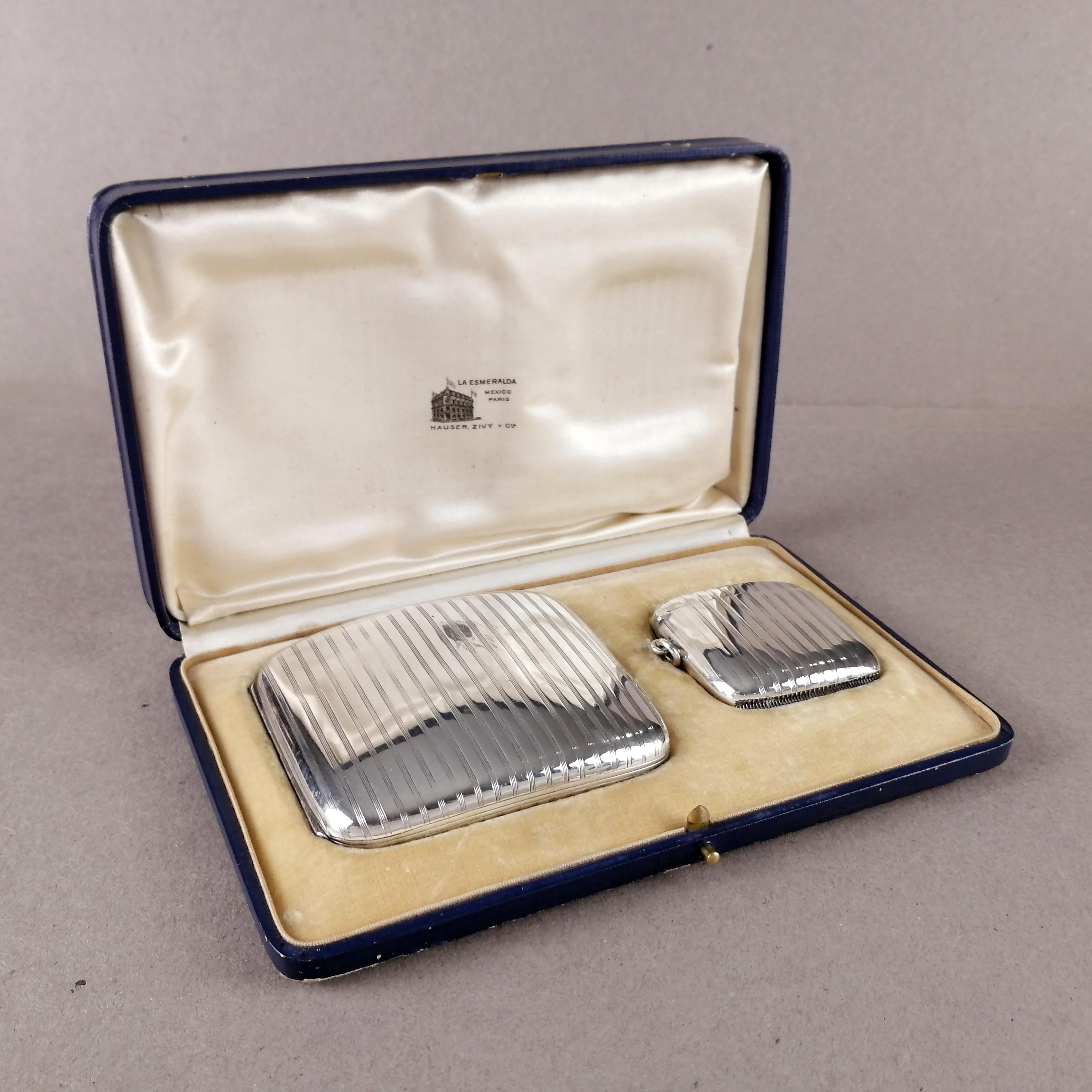 German Art Deco Louis Kuppenheim .900 Silver Set of Cigarette Box and Match Case 5