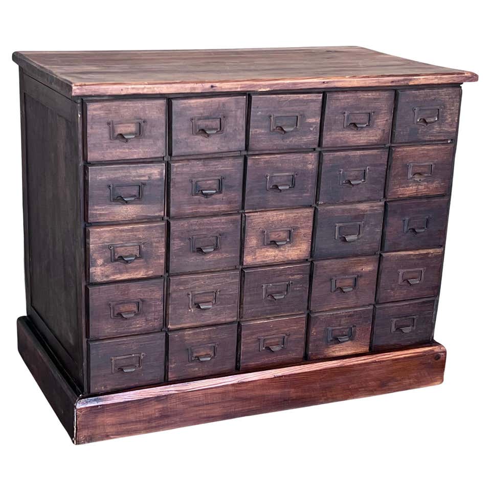 Solid Wood Vintage Apothecary Cabinet With 9 Drawers