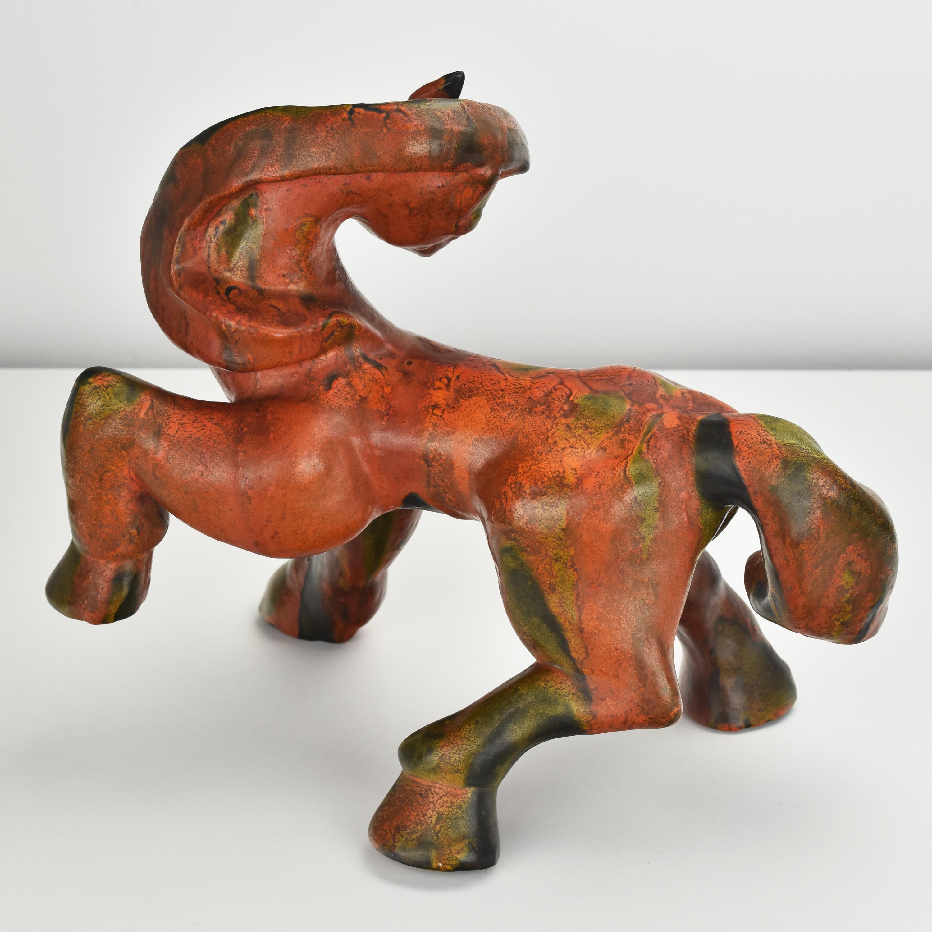 German Art Deco Pottery Ceramic Horse Sculpture Figurine After Franz Marc For Sale 5