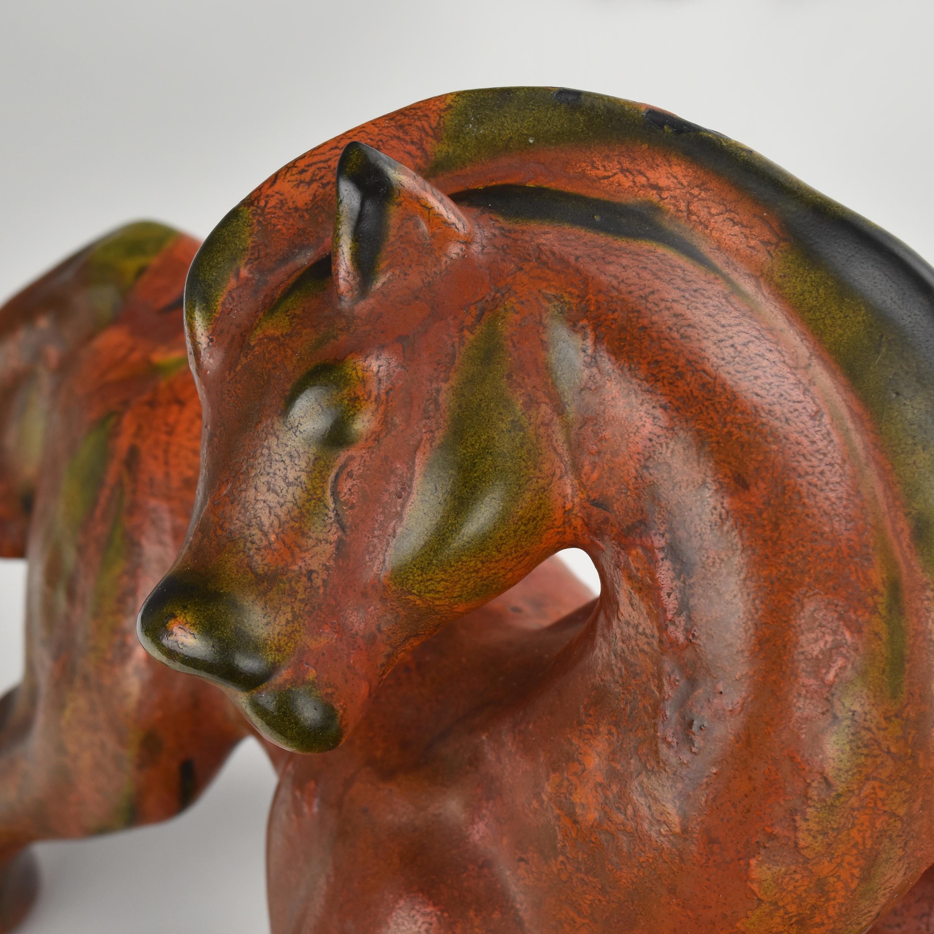 German Art Deco Pottery Ceramic Horse Sculpture Figurine After Franz Marc For Sale 6