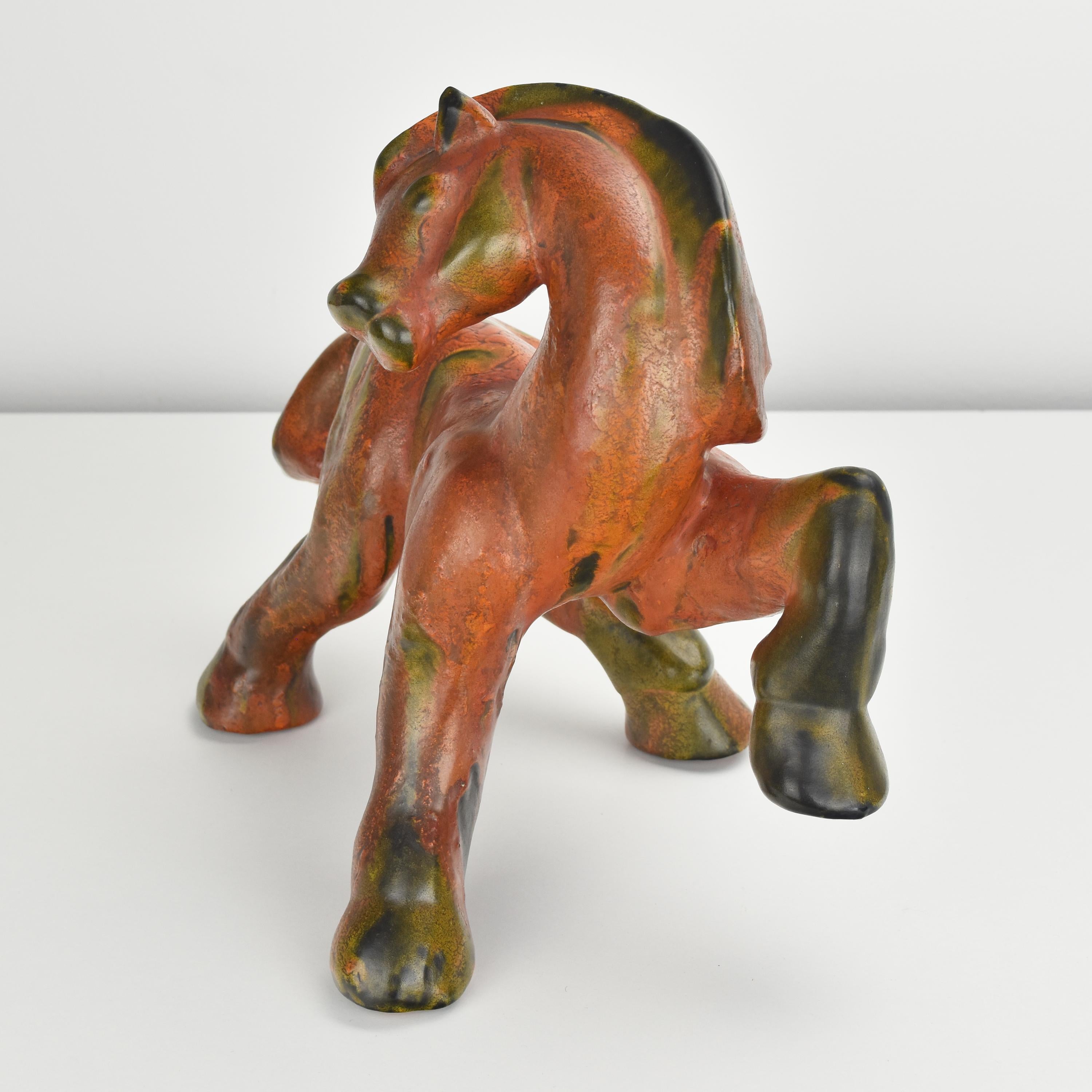 German Art Deco Pottery Ceramic Horse Sculpture Figurine After Franz Marc For Sale 3