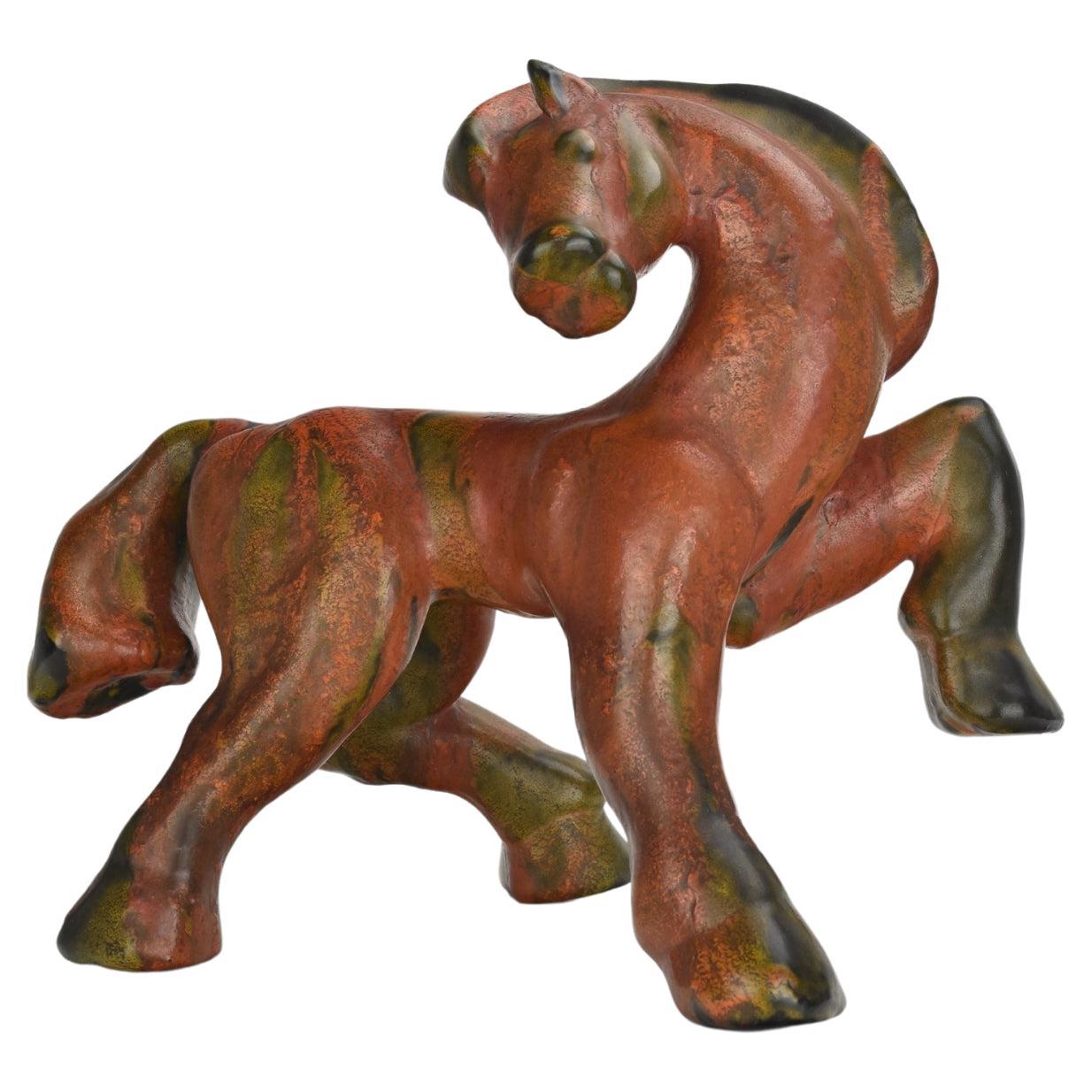 German Art Deco Pottery Ceramic Horse Sculpture Figurine After Franz Marc For Sale