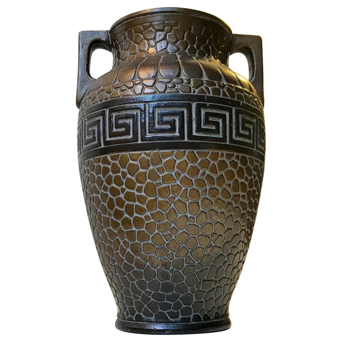 German Art Deco Revival Pottery Vase, 1970s For Sale