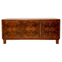 German Art Deco Sideboard in Walnut, Burl Walnut and Marble Top, around 1920