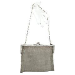 Art Deco German Silver Metal Micro Mesh Evening Bag with Chain Handle, 1930s
