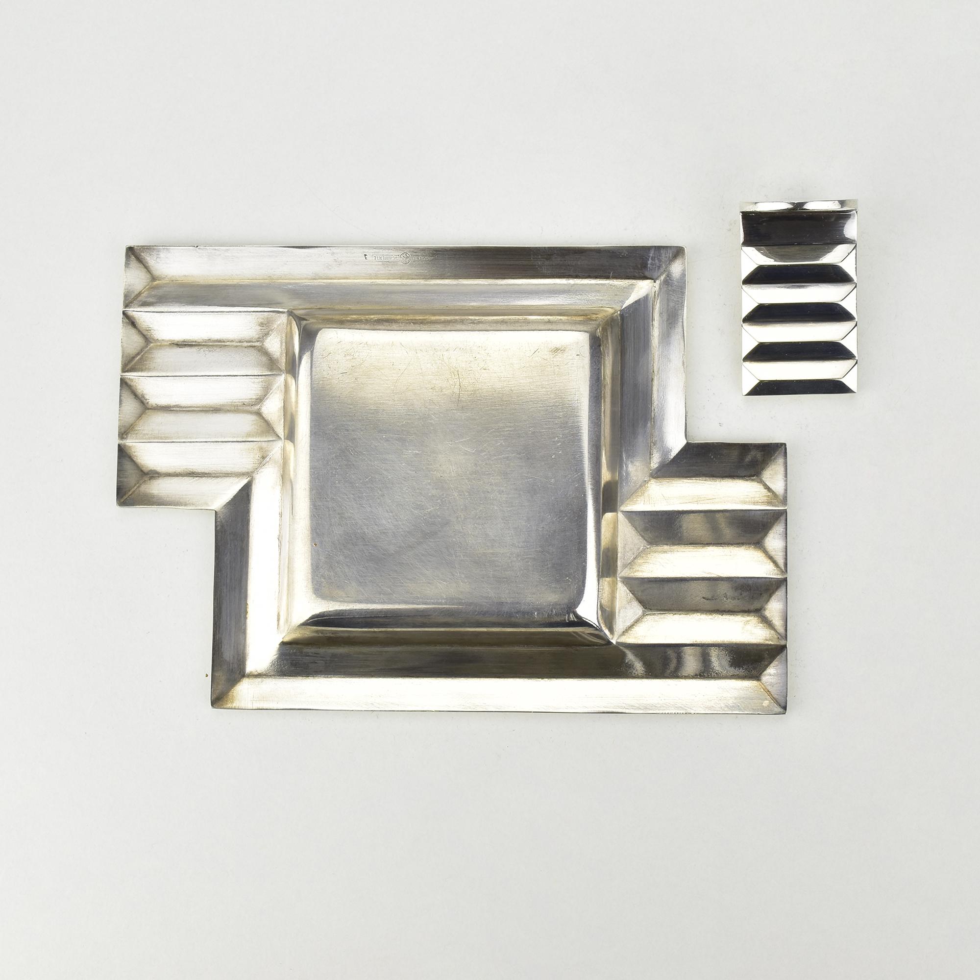 German Art Deco Silverplated Ashtray with Ember Killer by Schwerte, Bauhaus Era In Good Condition For Sale In Bad Säckingen, DE