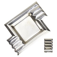 Posacenere tedesco Art Deco argentato con uccisore di fuochi d'artificio di Schwerte, epoca Bauhaus