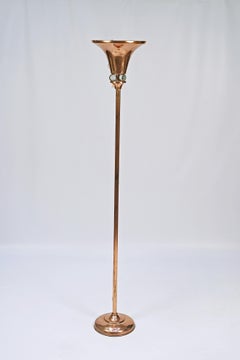 German Art Deco Floor Lamp, Copper & Crystal, 1920 by Art Decor