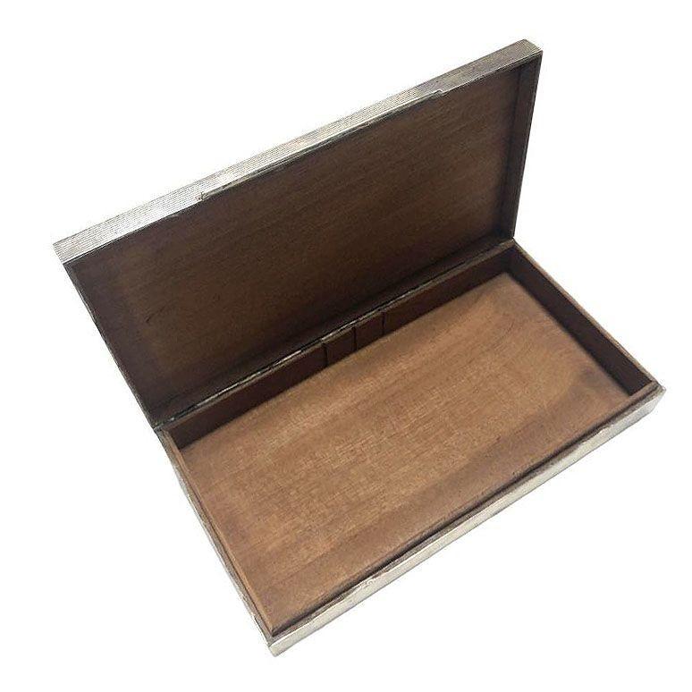 Deutsche Zigarrenschachtel aus Sterlingsilber und Mahagoni im Art déco-Stil von Dunhill im Angebot 1