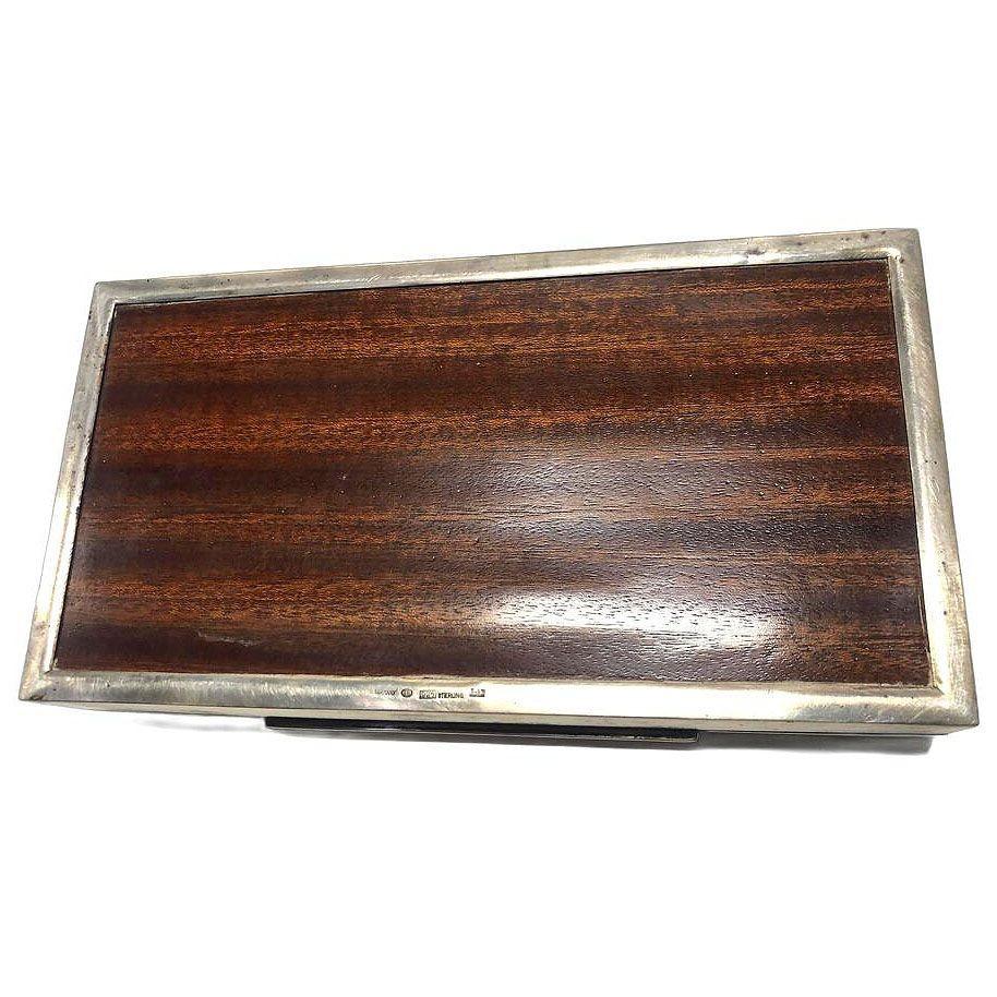 Deutsche Zigarrenschachtel aus Sterlingsilber und Mahagoni im Art déco-Stil von Dunhill im Angebot 2