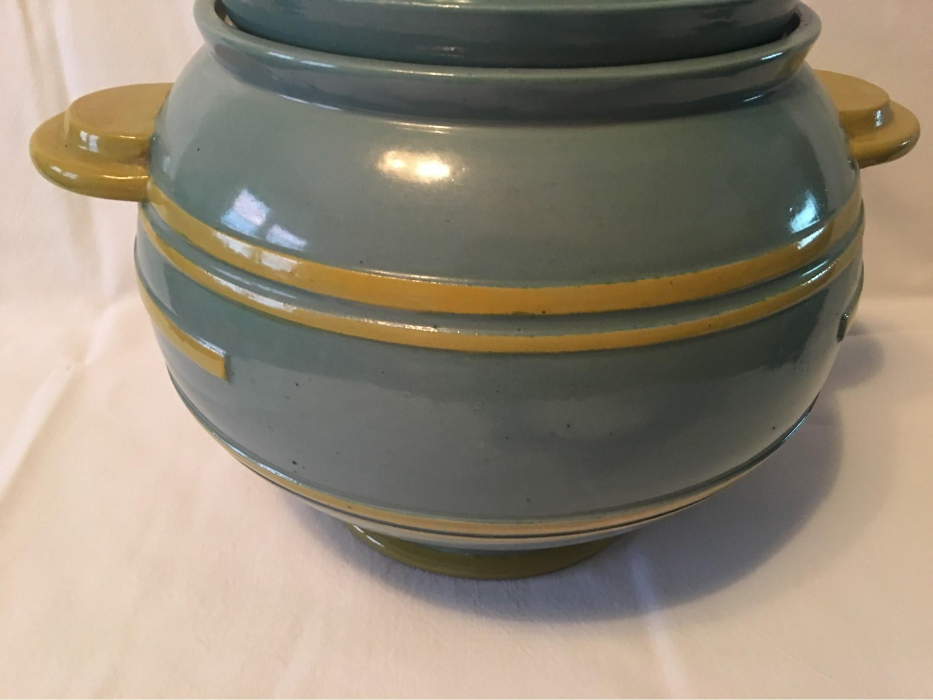 German Art Deco Stoneware Punch Pot with WW Insignia from the 1920s, Wick Werke For Sale 1