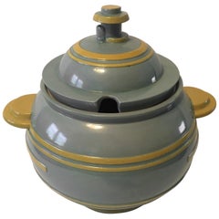 Antique German Art Deco Stoneware Punch Pot with WW Insignia from the 1920s, Wick Werke