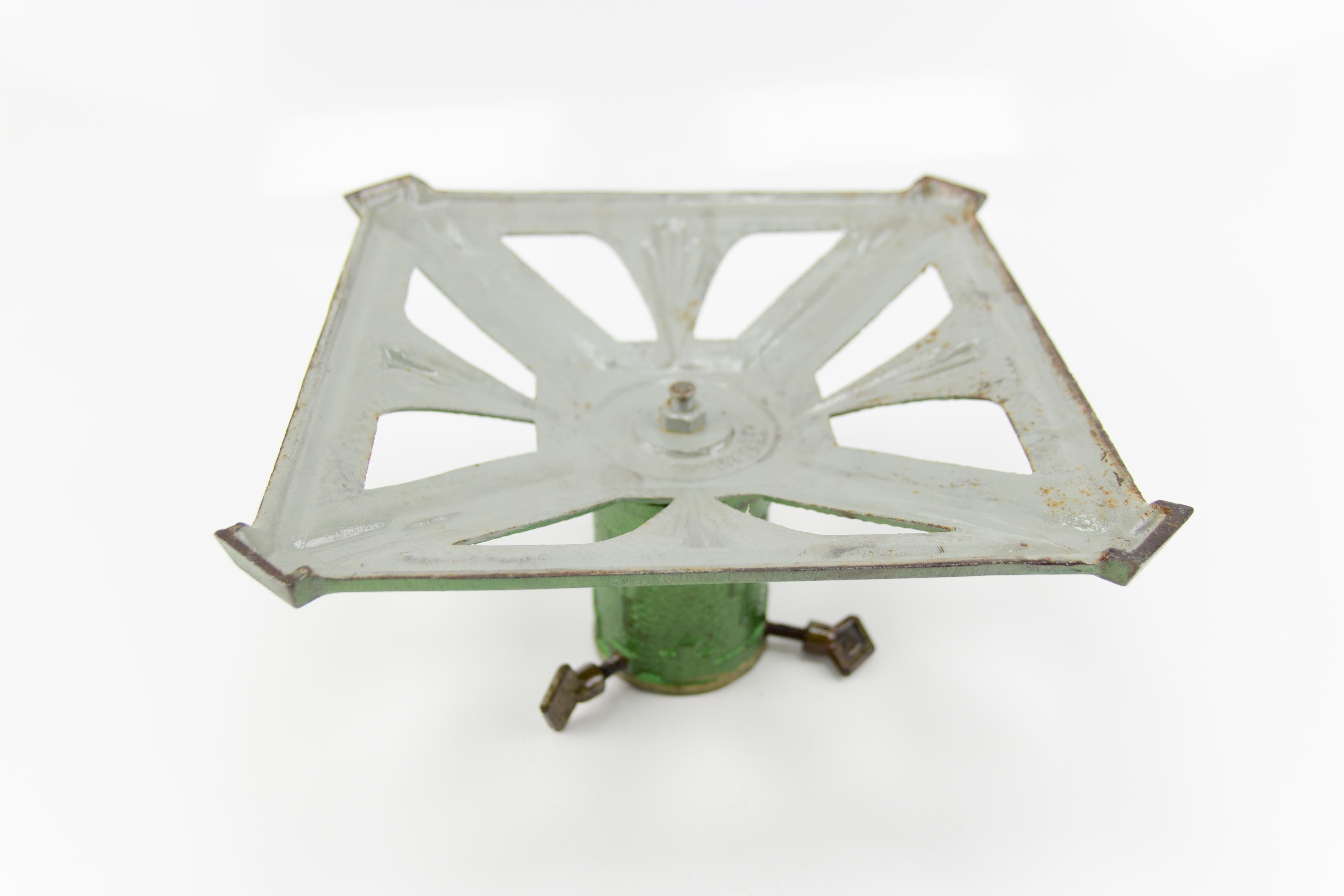 German Art Deco Style Green Cast Iron Christmas Tree Stand, 1950s 3