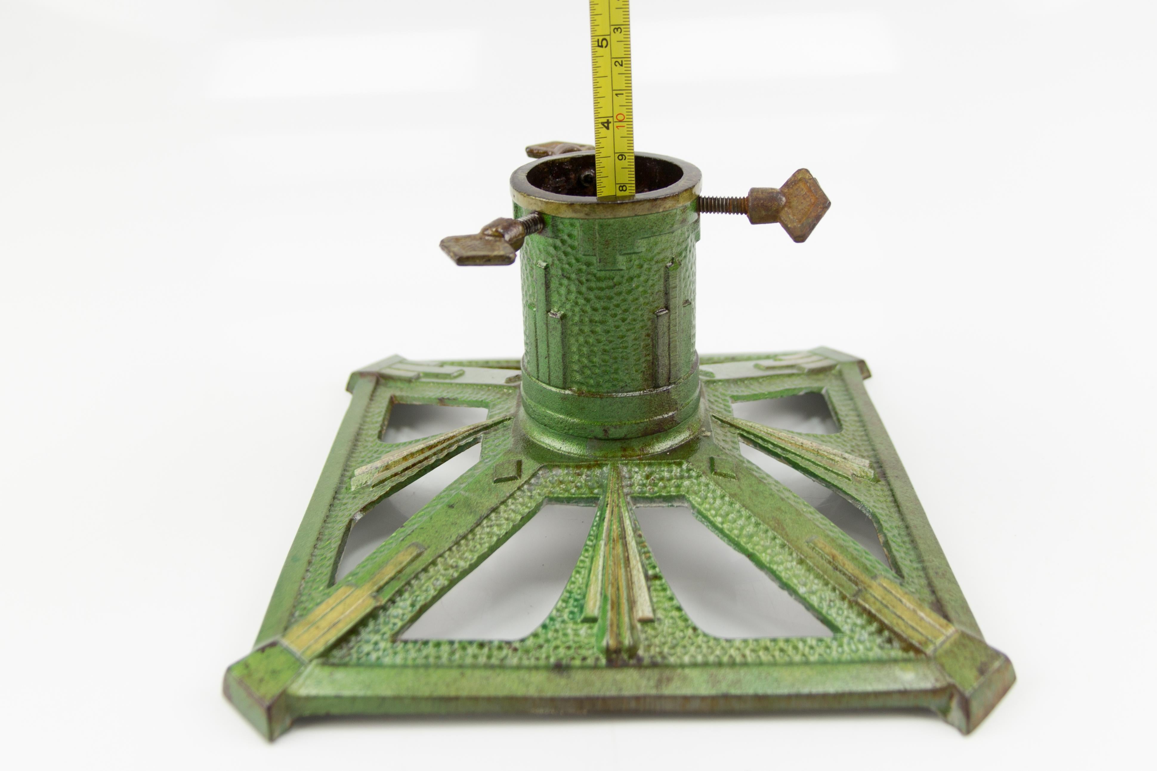 German Art Deco Style Green Cast Iron Christmas Tree Stand, 1950s 8