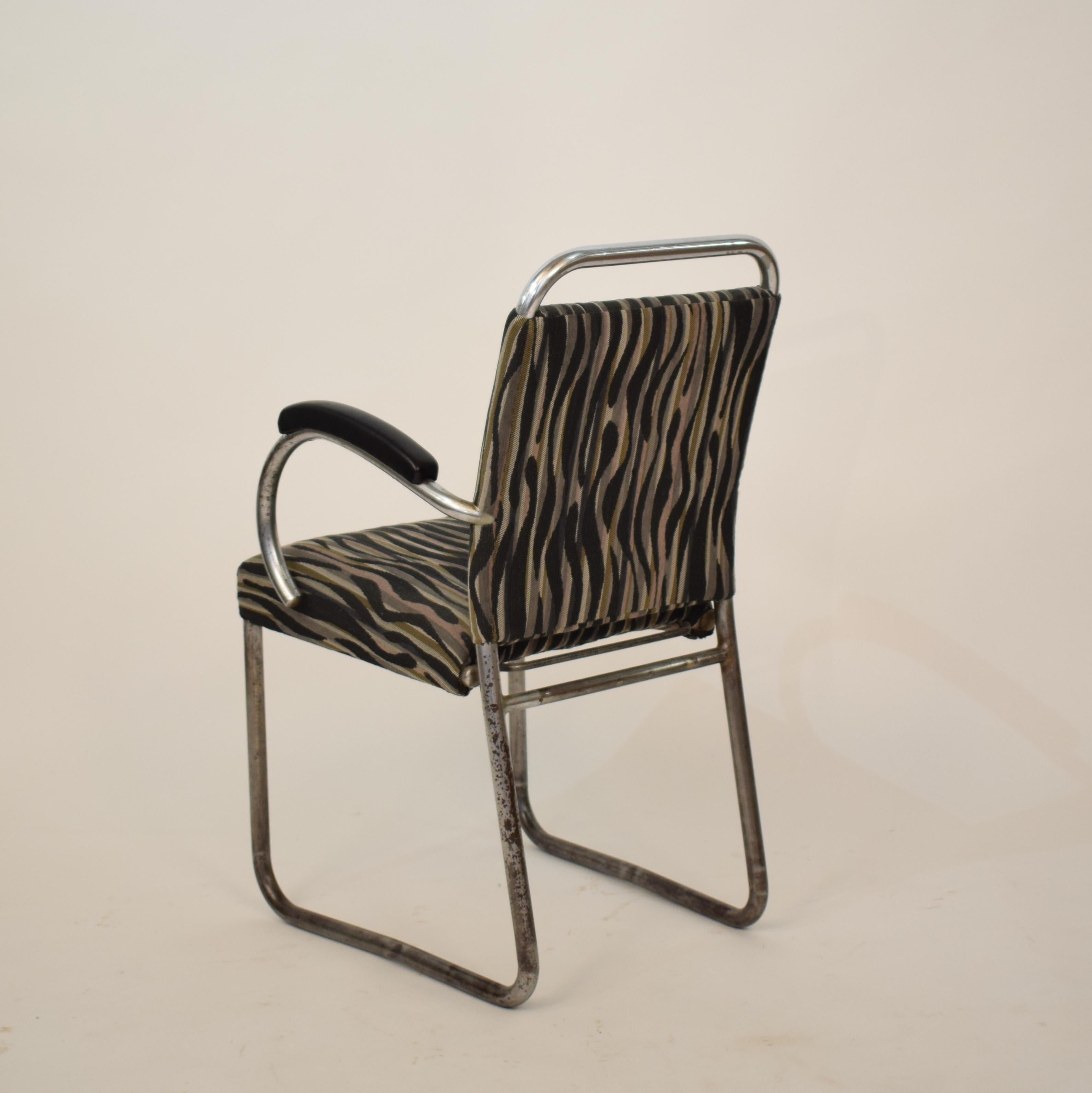 Fauteuil luge Art déco allemand Tubular Steel Silver Black White, circa 1925 en vente 3