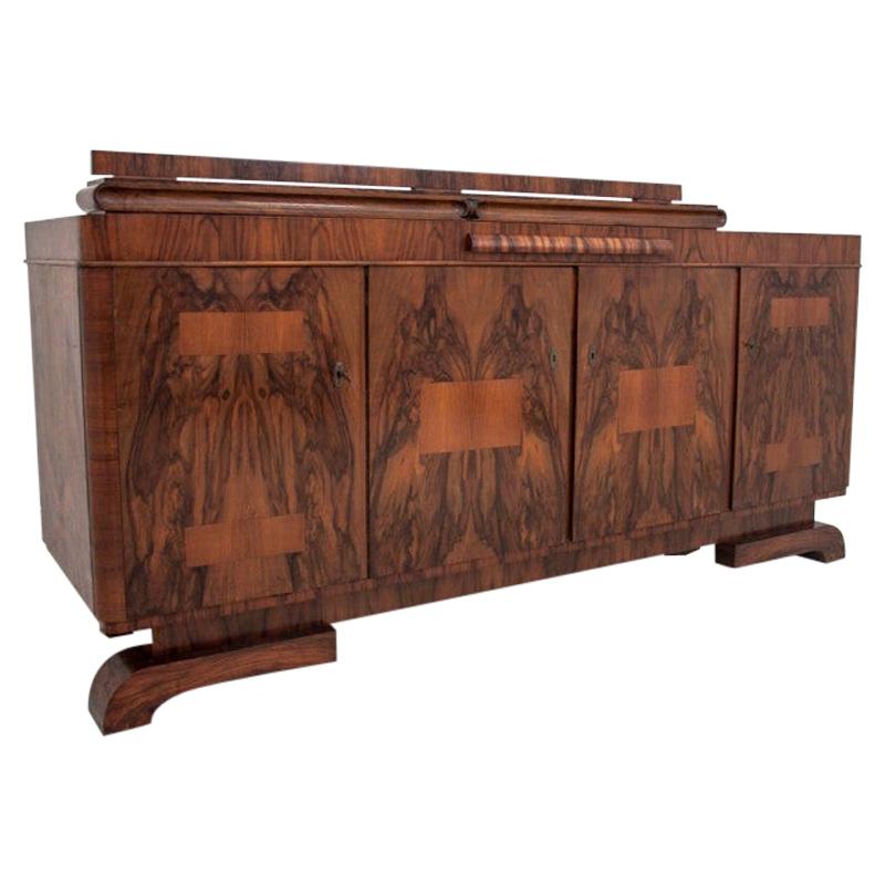 Art Deco Golden Oak And Walnut Sideboard Credenza at 1stdibs
