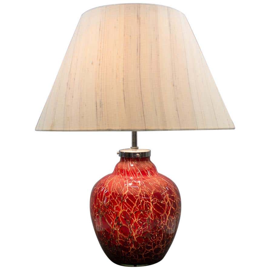 German Art Deco WMF Ikora Red Glass Table Lamp, 1930s For Sale at ...
