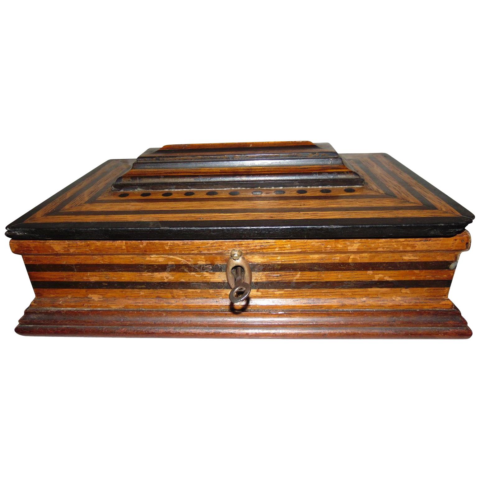 German Art Deco Wood Box or Jewelry Box with Ebonized Details