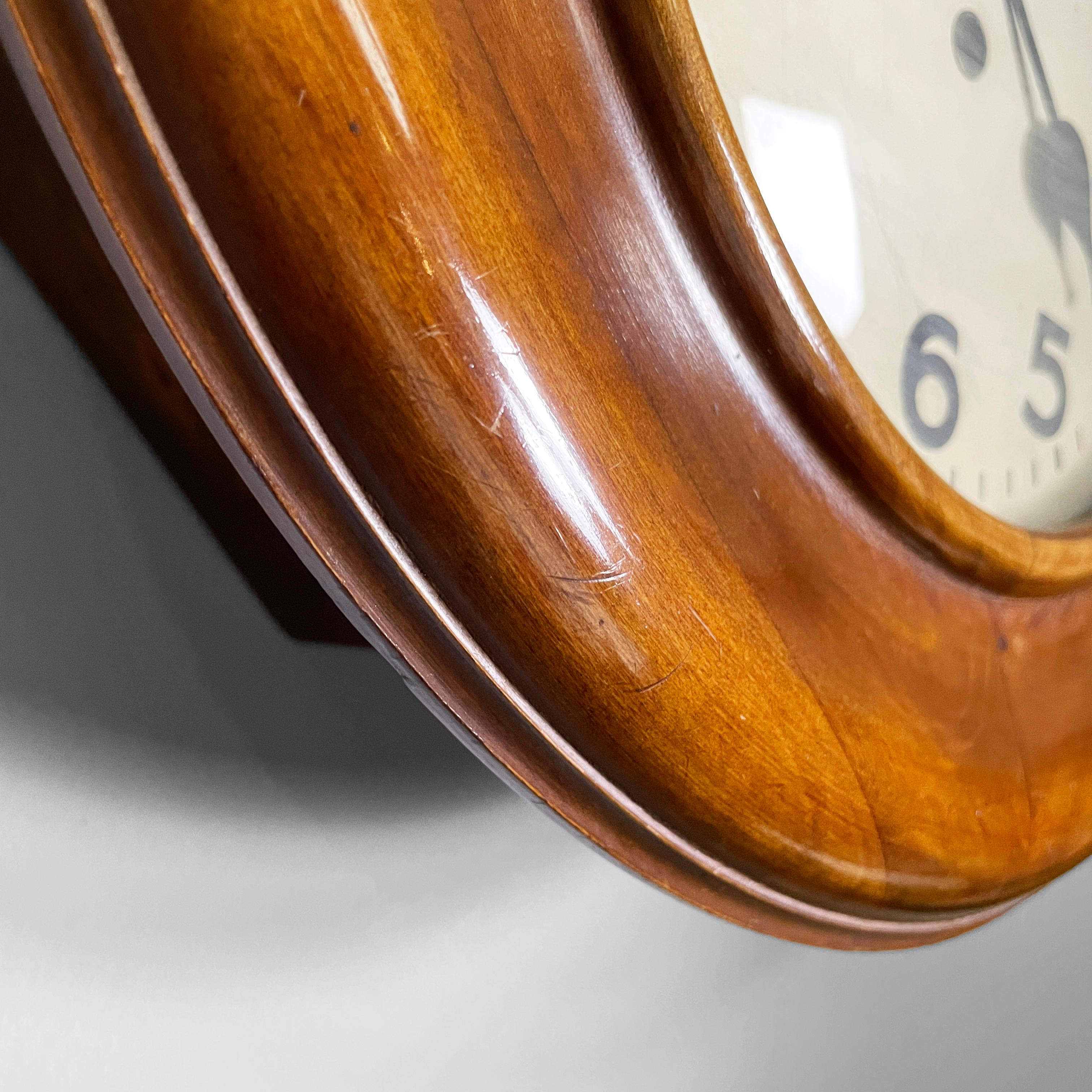 German Art Deco wood round wall clock by Kienzle International, 1920s in vendita 6