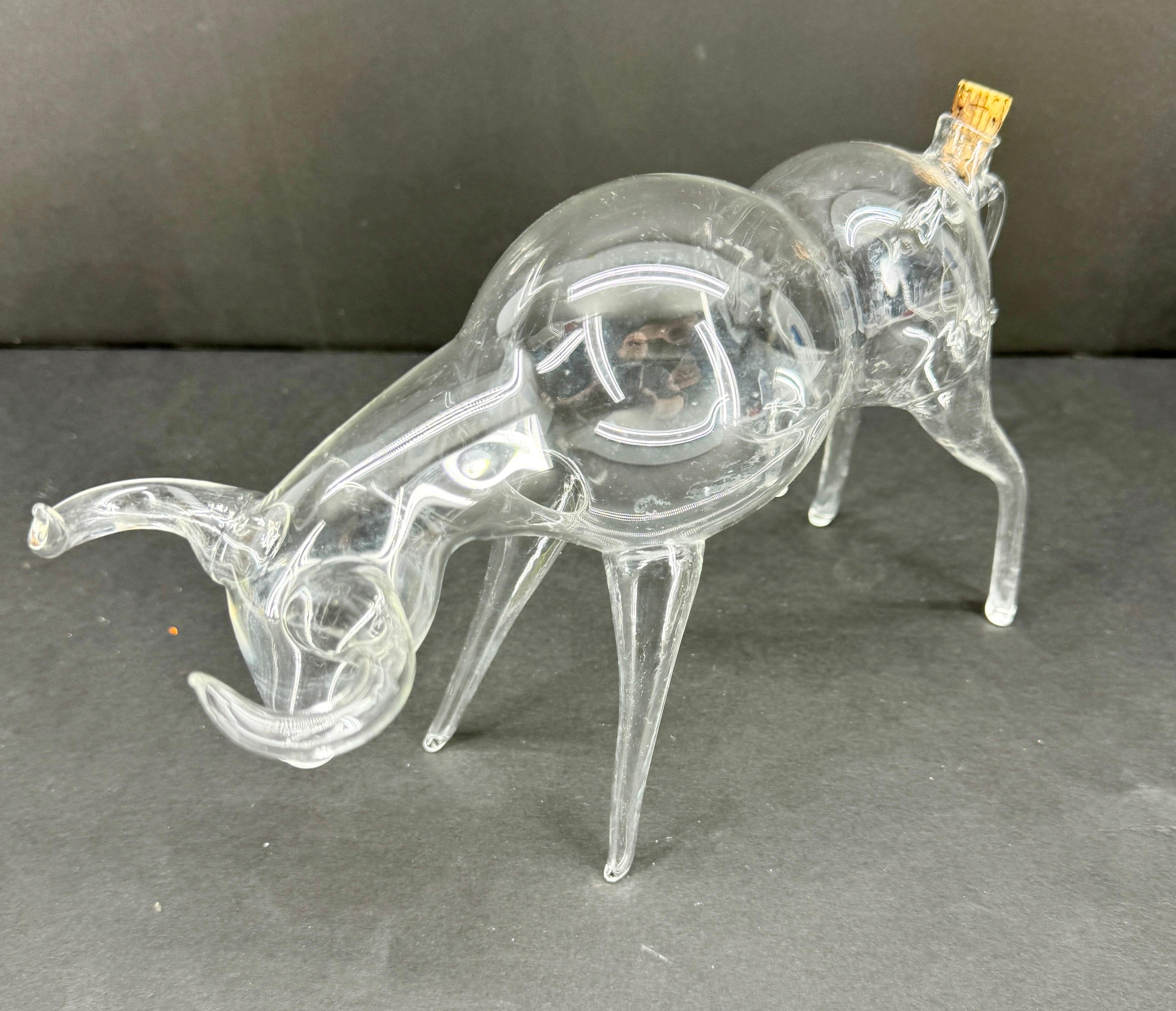 German Art Glass Bull Whiskey Decanter Sculpture  For Sale 4