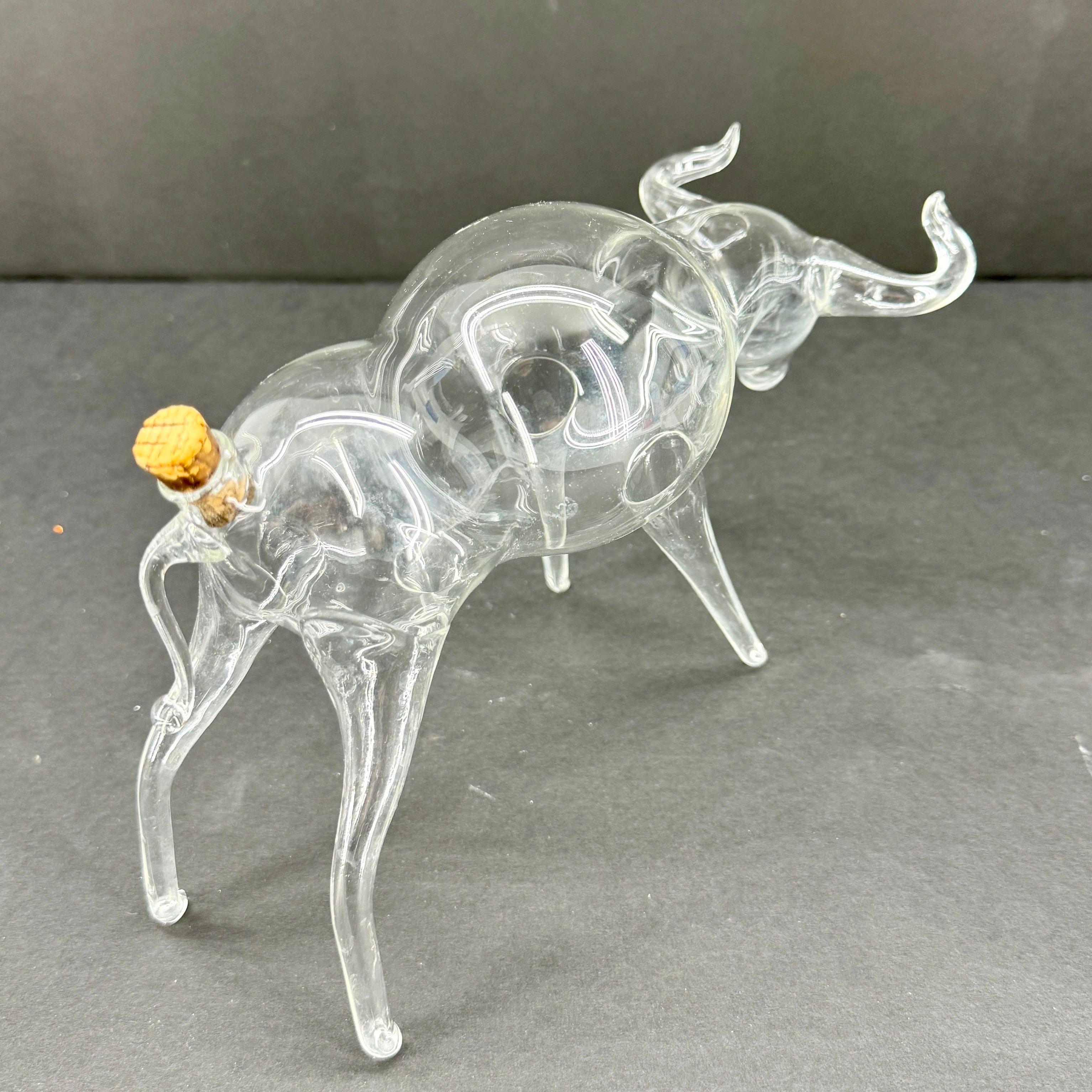German Art Glass Bull Whiskey Decanter Sculpture  In Good Condition For Sale In Haddonfield, NJ