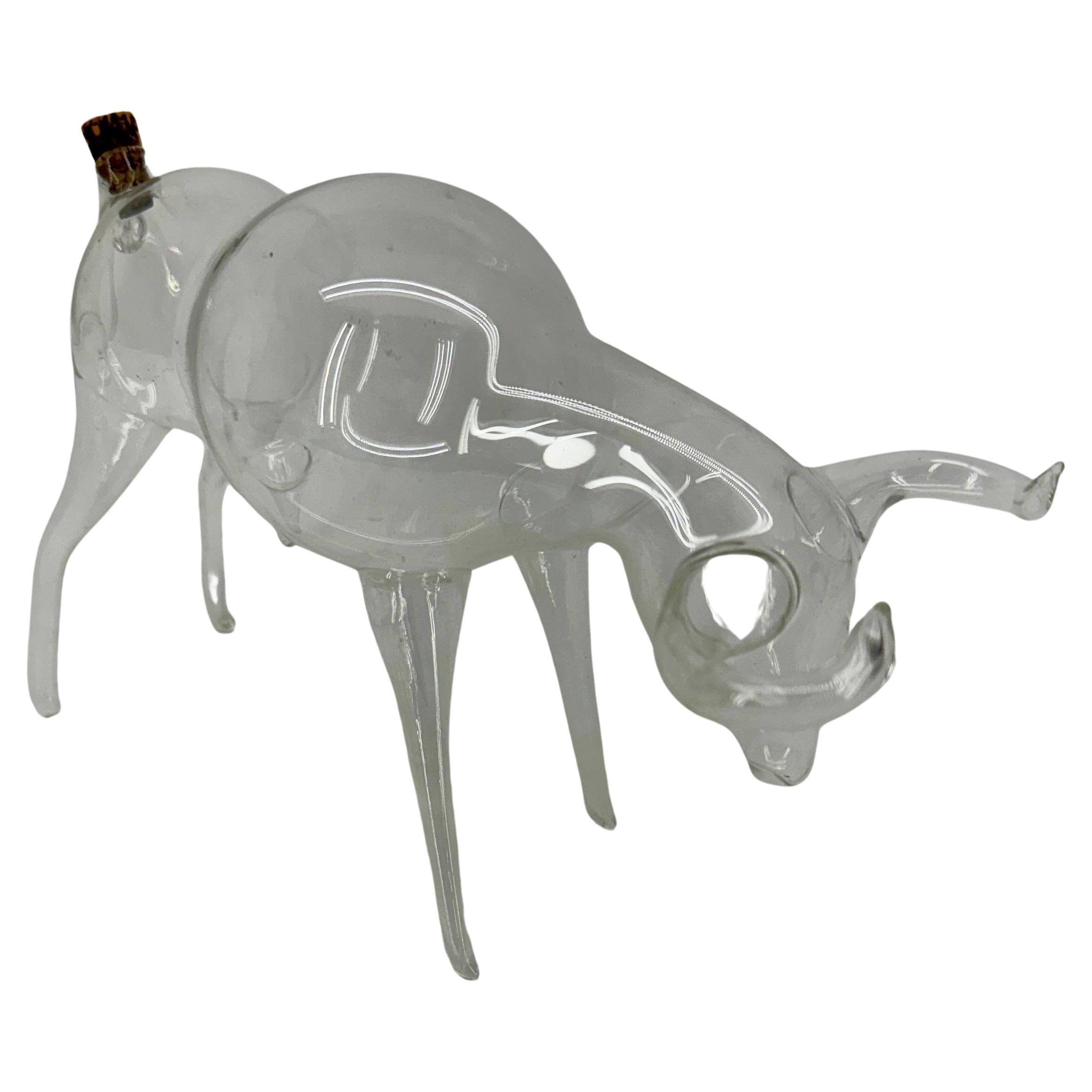 German Art Glass Bull Whiskey Decanter Sculpture  For Sale 3