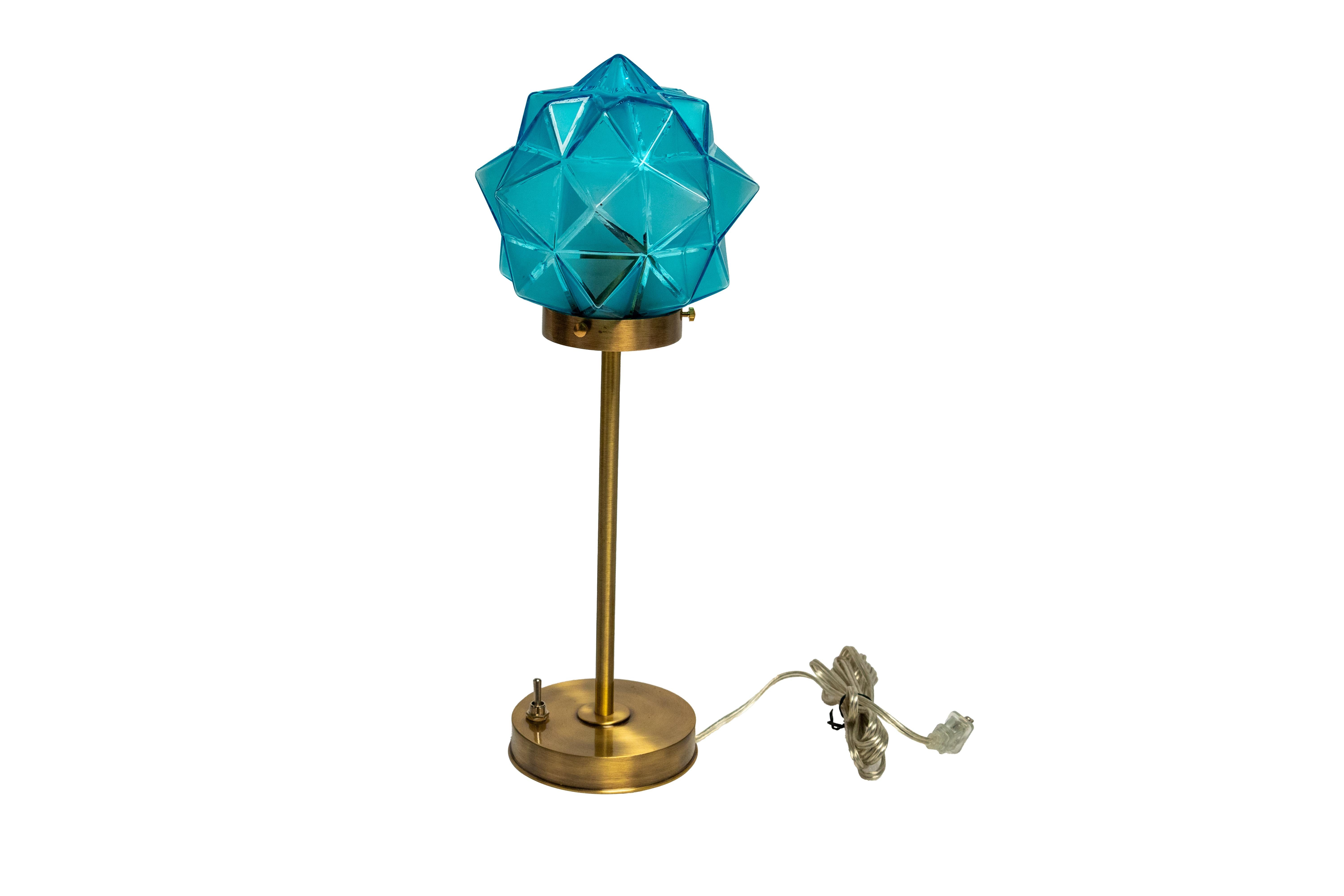 German Art Glass Shade Table Lamps, Art Deco In Good Condition For Sale In Nantucket, MA
