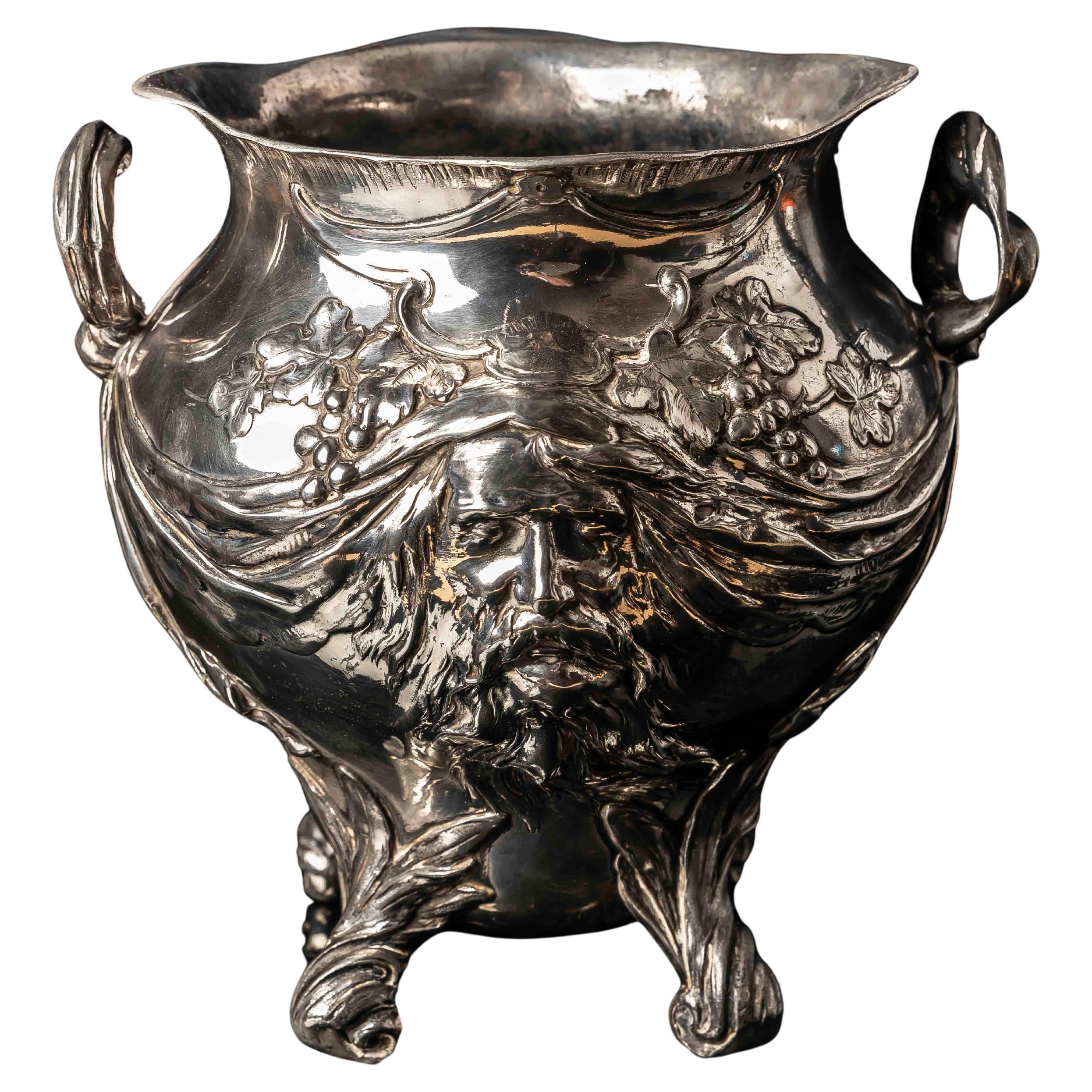 Deutscher Jugendstil Bacchus Sektkühler