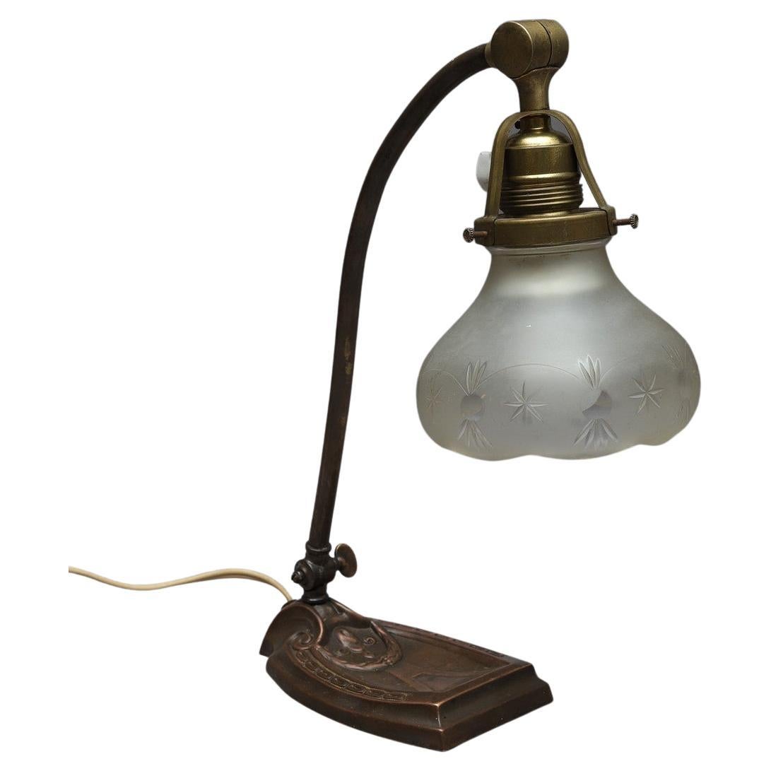 Deutsche Jugendstil-Tischlampe aus Messing