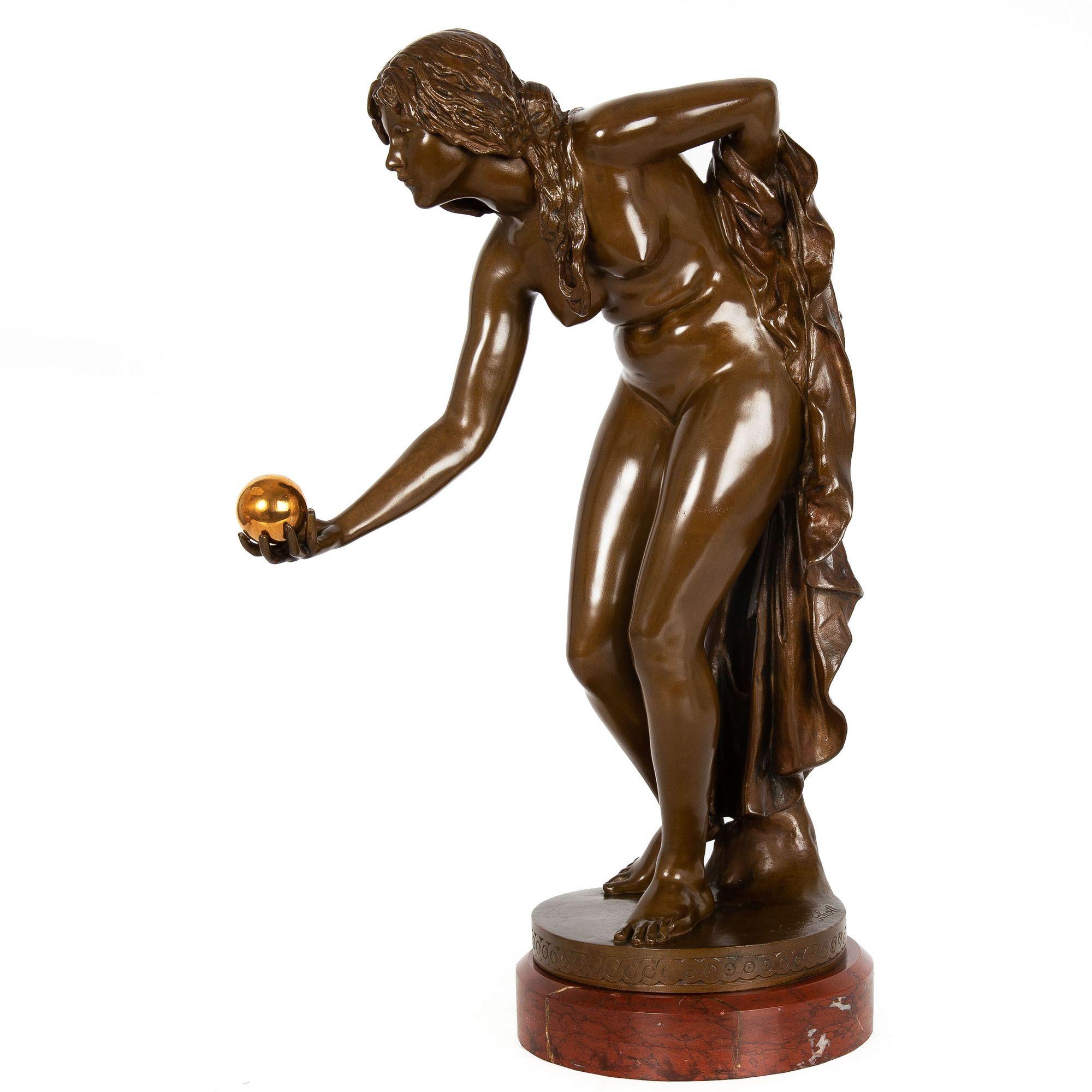 German Art Nouveau Bronze Sculpture “the Ball Player” by Walter Schott In Good Condition In Shippensburg, PA