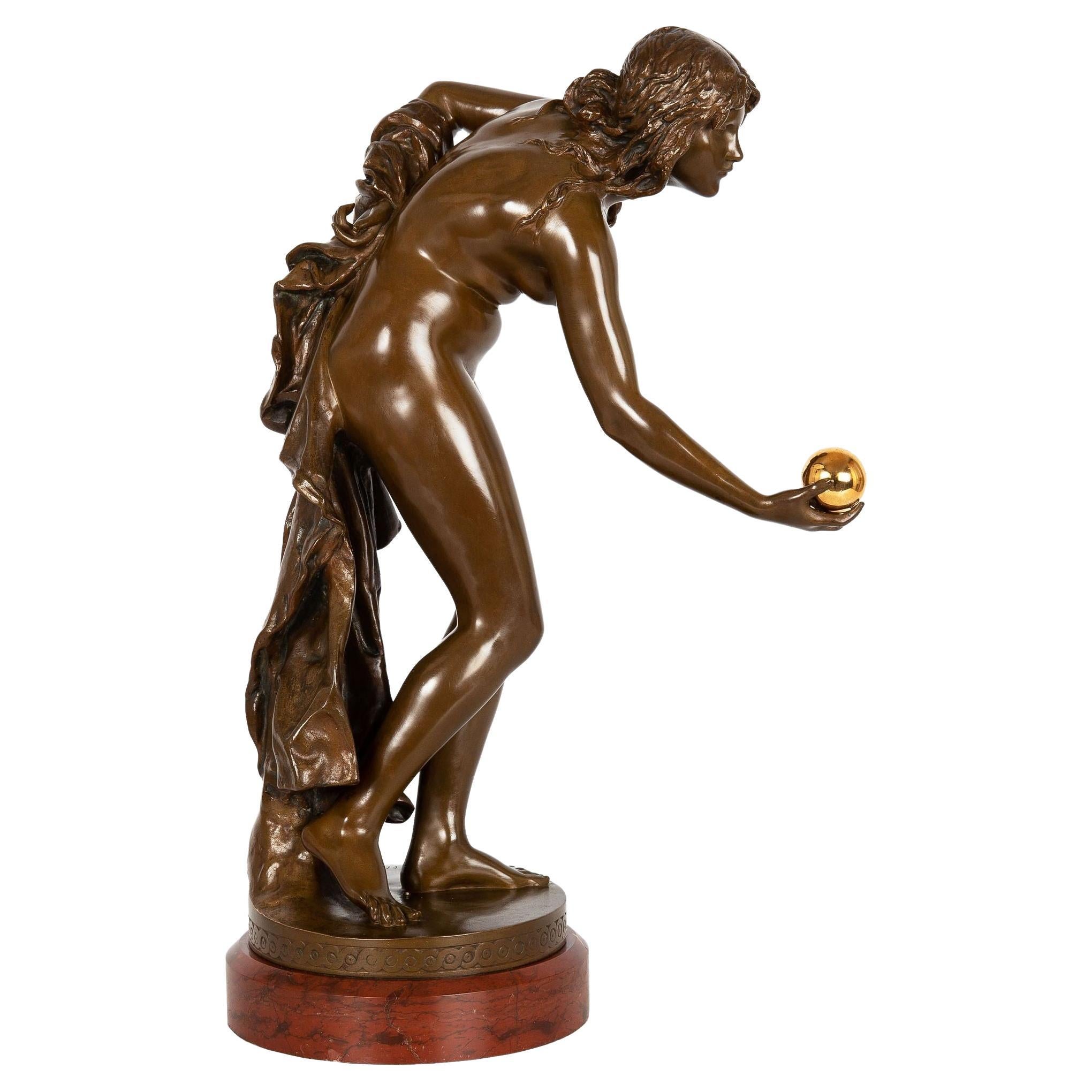 German Art Nouveau Bronze Sculpture “the Ball Player” by Walter Schott
