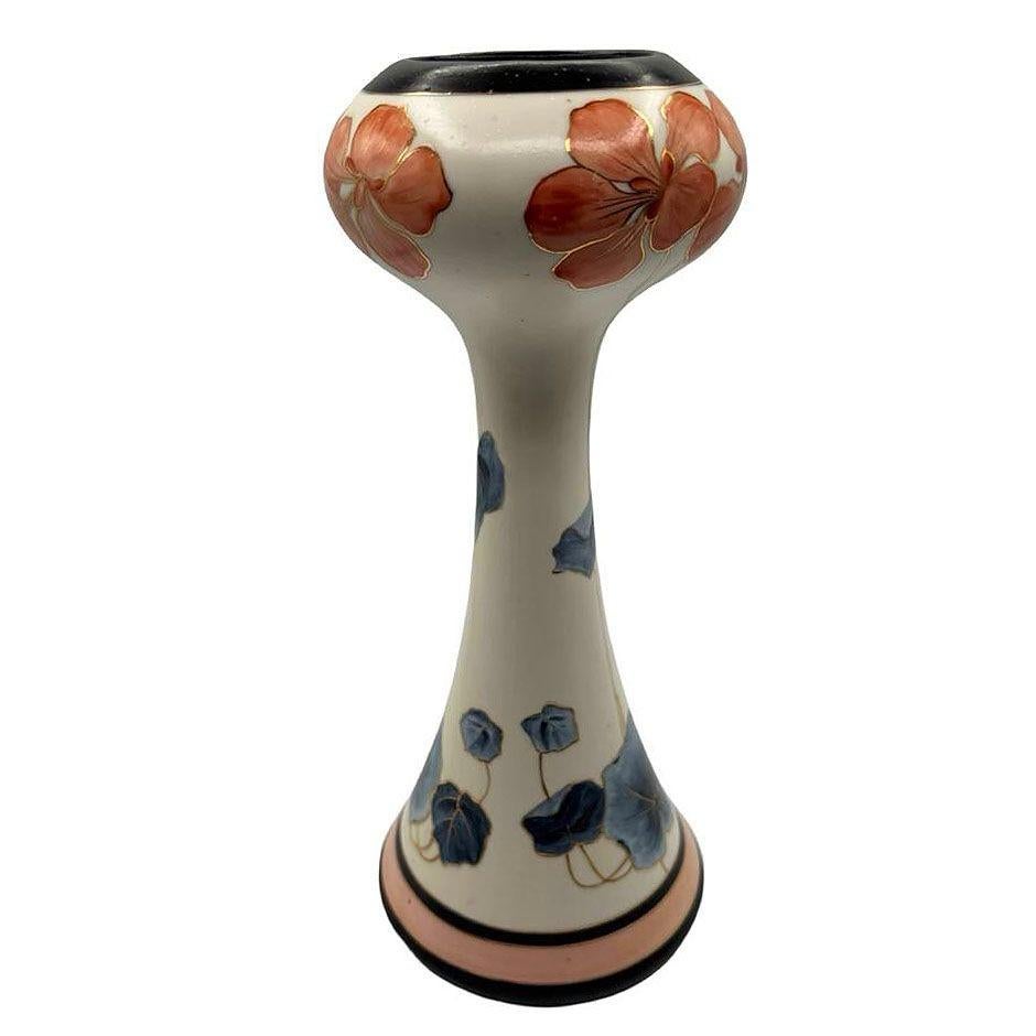German Art Nouveau Gold Leaf Ceramic Bud Vase by Royal Dux In Excellent Condition In Van Nuys, CA