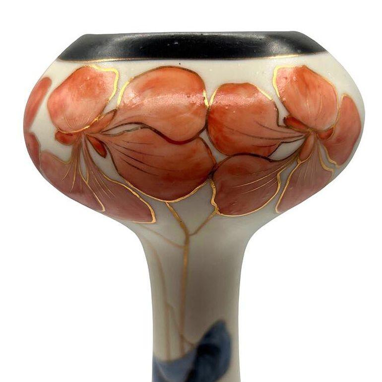 Early 20th Century German Art Nouveau Gold Leaf Ceramic Bud Vase by Royal Dux