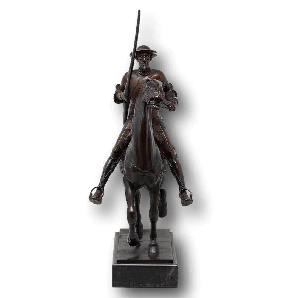 German Art Nouveau Jugendstil Bronze Don Quixote by Oskar Garvens  5