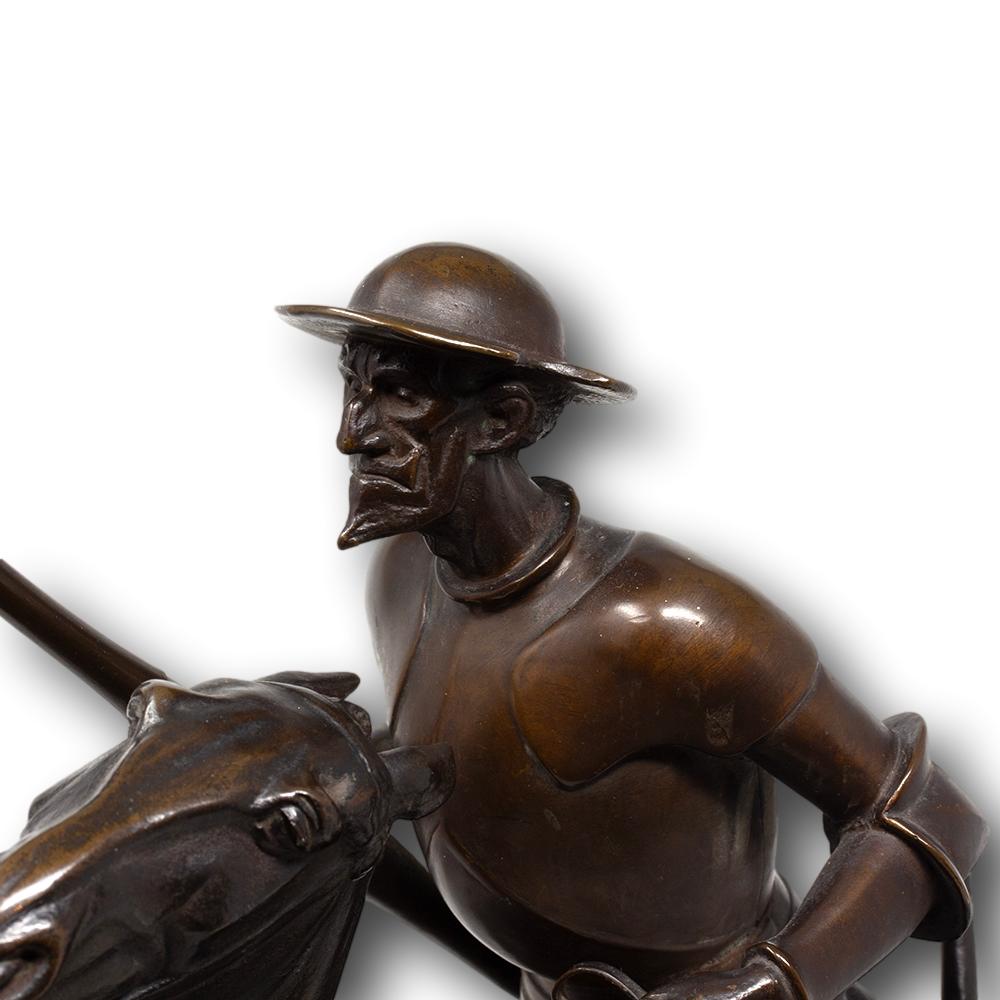 German Art Nouveau Jugendstil Bronze Don Quixote by Oskar Garvens  6